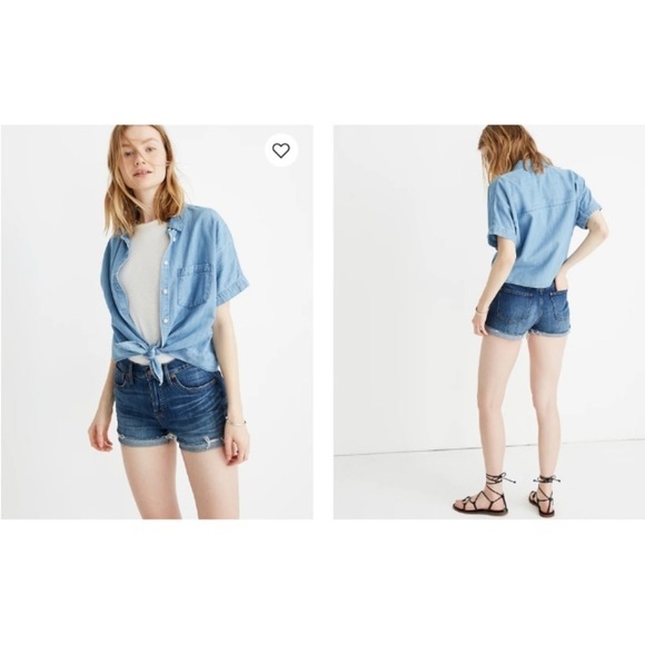 Madewell NWT High Rise Cuffed Denim Shorts 28 Glenoaks Raw Hem Coastal Cowgirl - Picture 3 of 16
